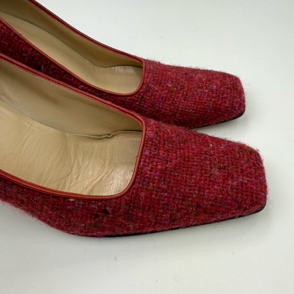 KATE SPADE Red and Pink Boucle Tweed Heels 8.5AA - Picture 10 of 11